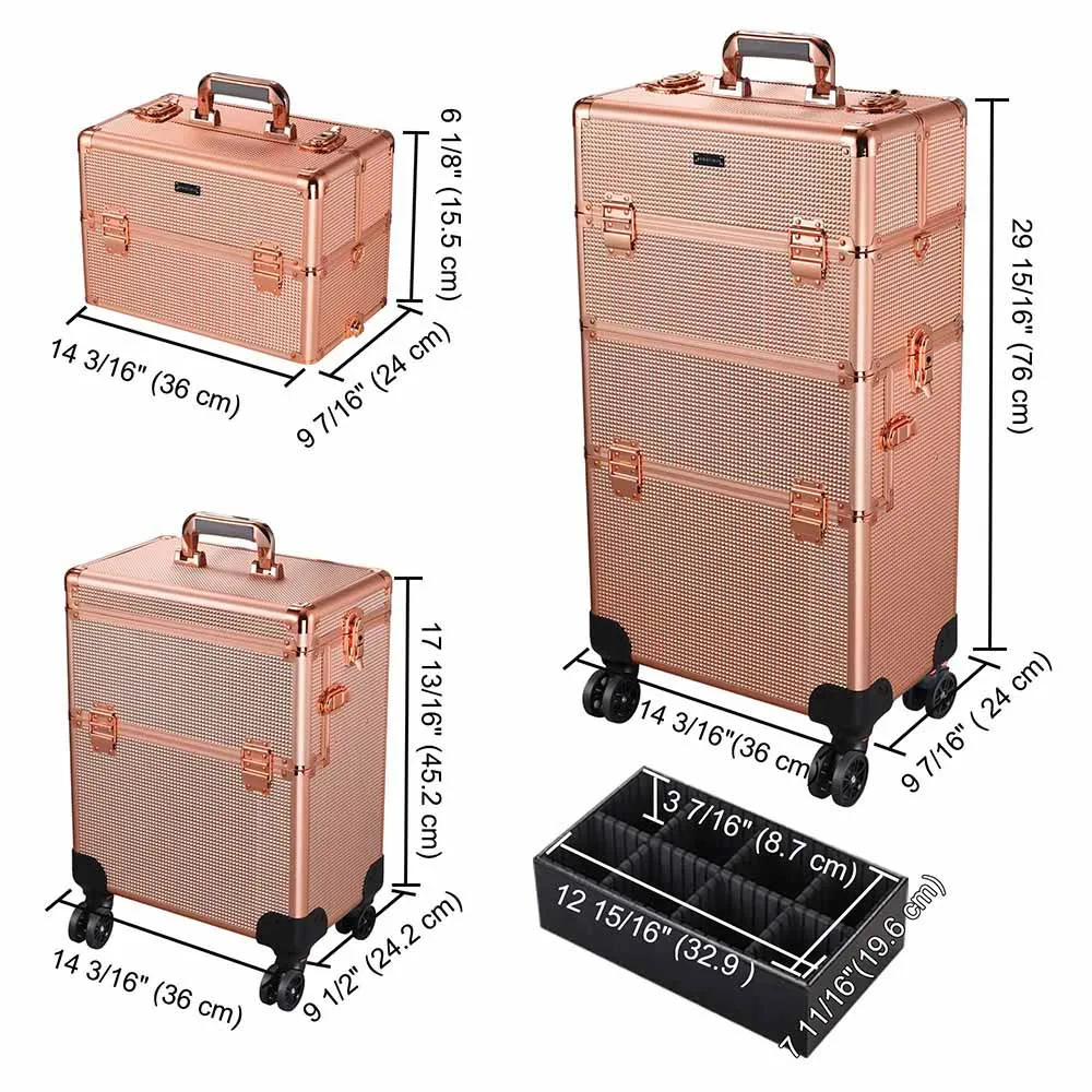 Byootique Explore 2in1 Rolling Makeup Train Case Rose Gold